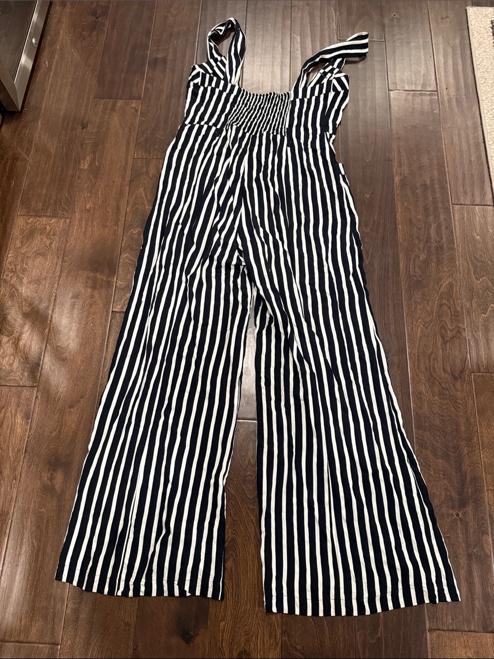 Free People Black & White Vertical Stripe Wide-Leg Jumpsuit - Picture 6 of 6
